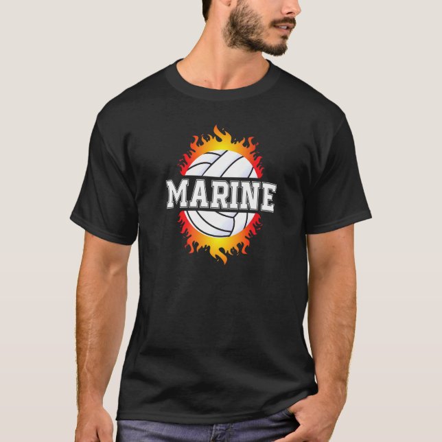 T-shirt Marine Nom Volleyball Joueur Girls Ball et Net S (Devant)
