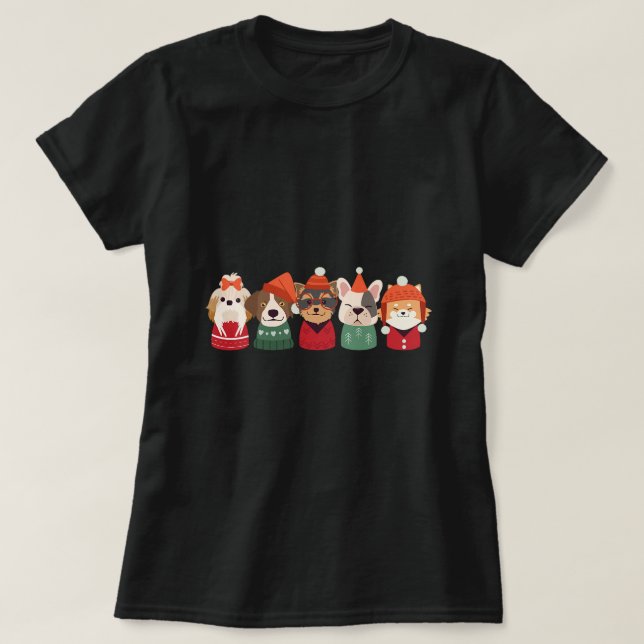 T-shirt Marionnettes mignonnes à Noël Style de vacances Sh (Design devant)