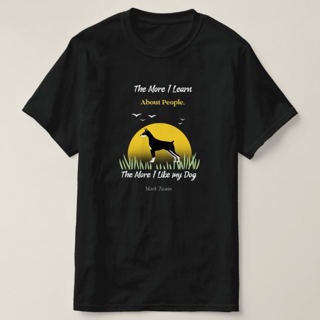 T-shirt Mark Twain Cite "Plus J'Aime Mon Chien" (Design devant)