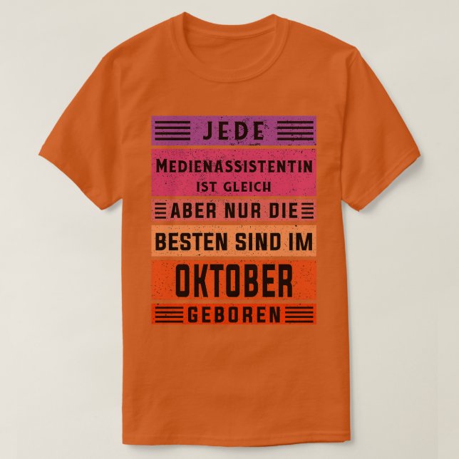 T-shirt Marketing anniversaire Octobre né assistant média (Design devant)