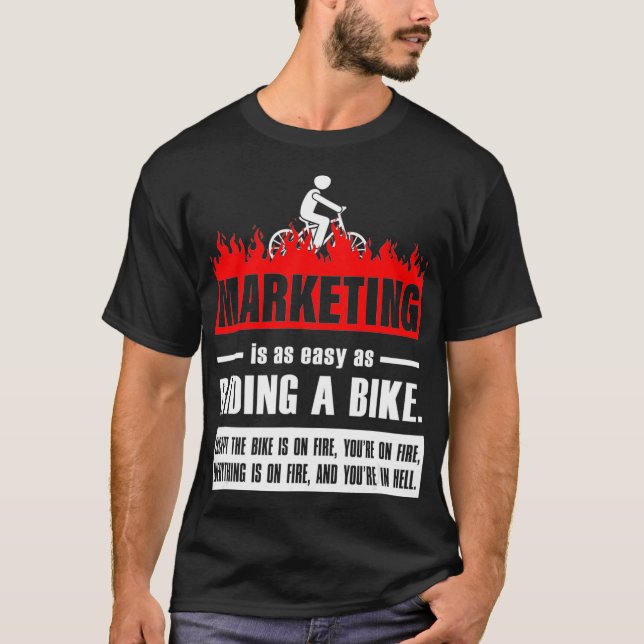T-shirt Marketing est aussi facile que de monter à vélo Hu (Devant)