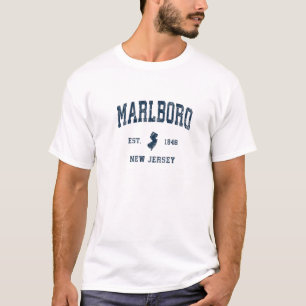 T-shirt Marlboro New Jersey NJ Vintage Athletic Navy Sport