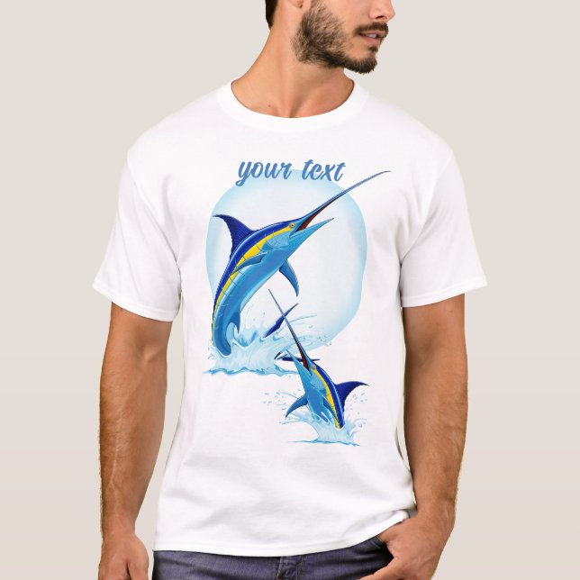 T-shirt Marlin Bleu Jaillissant de l'Océan (Devant)