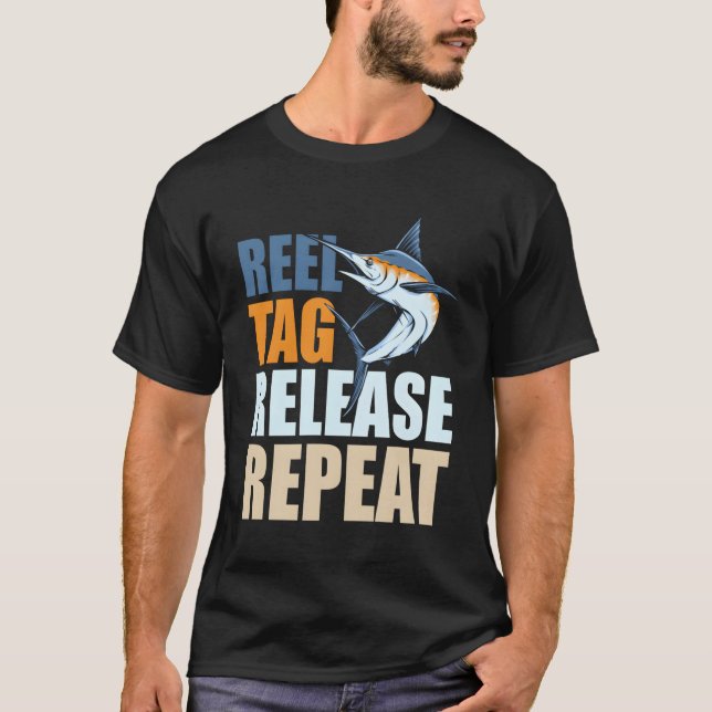 T-shirt Marlin Fishing Tag Protection Conservation (Devant)