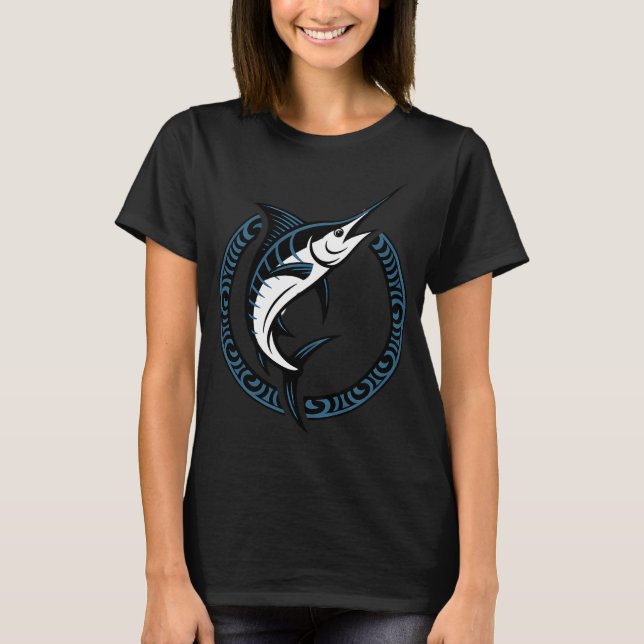 T-shirt Marlin Ocean Strike â€“ Blue Marlin sautant sur le (Devant)