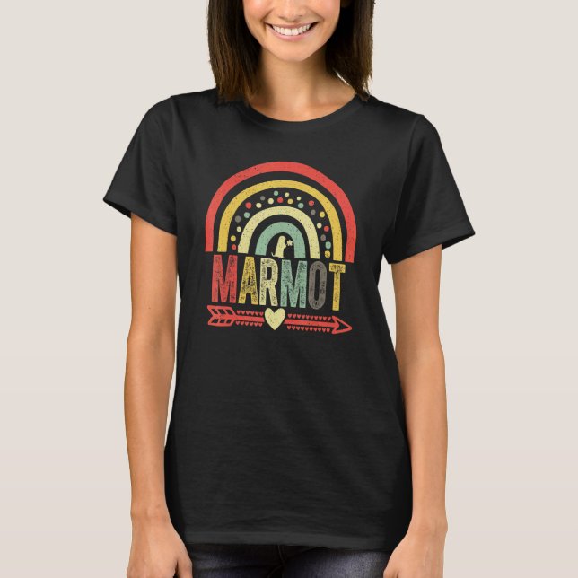 T-shirt Marmot Animal avec silhouette Marmot arc-en-ciel (Devant)
