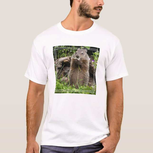 T-shirt Marmotte mâchonnant une fleur (Devant)