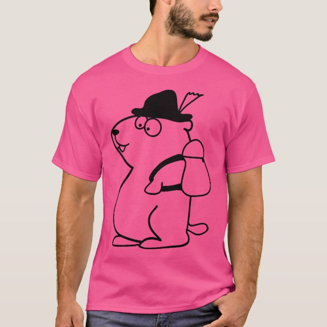 T-shirt Marmotte Randonnée Drôle Avec Casquette Et Sac À D (Devant)
