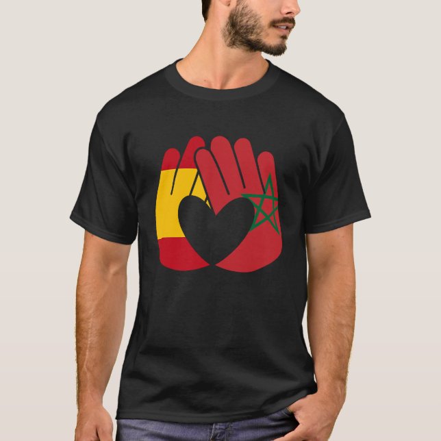 T-shirt Maroc Drapeau Espagne Drapeau Amitié Fraternité Ha (Devant)