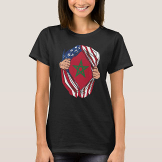 T-shirt Maroc Drapeau Fierté Amérique USA Drapeau Racines 