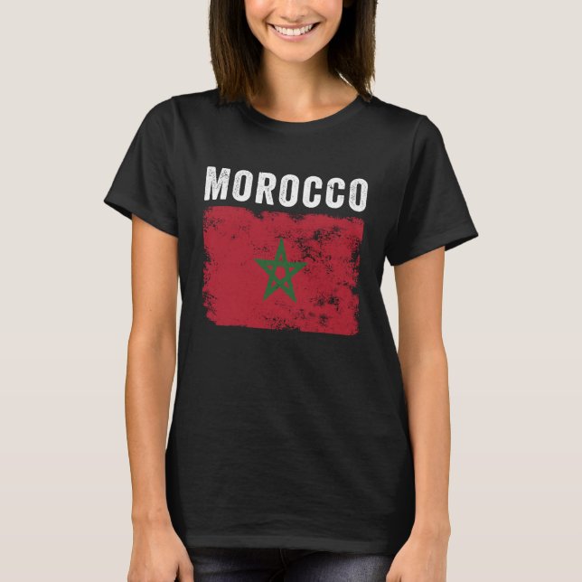 T-shirt Maroc Drapeau Hommes déçus Femmes Enfants Marocain (Devant)