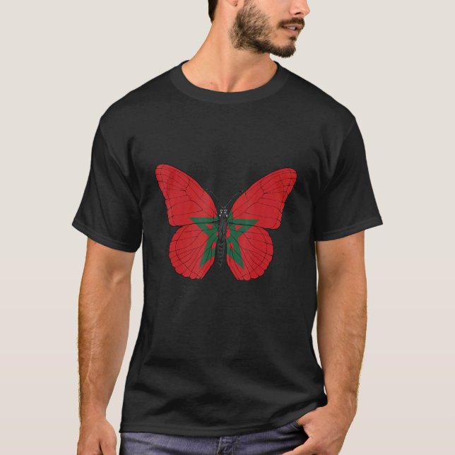 T-shirt Maroc Drapeau papillon Marocain Graphisme (Devant)