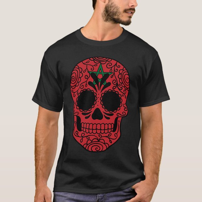 T-shirt Maroc Drapeau sucre crâne marocain (Devant)
