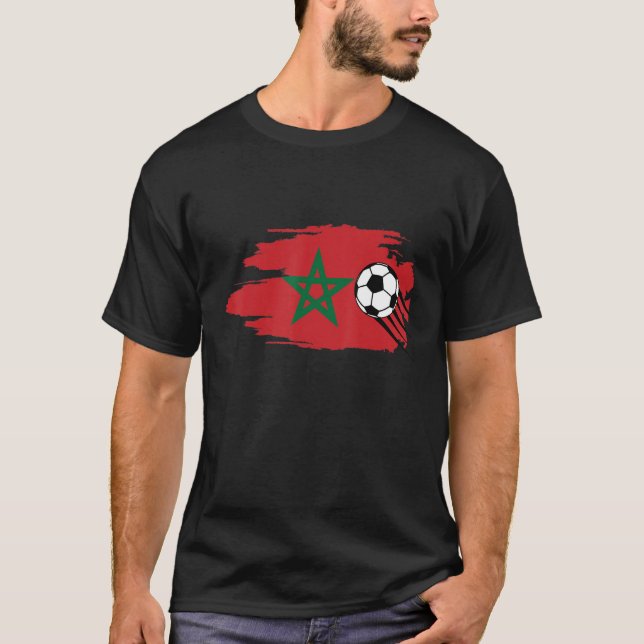 T-shirt Maroc Football Drapeau Marocain (Devant)