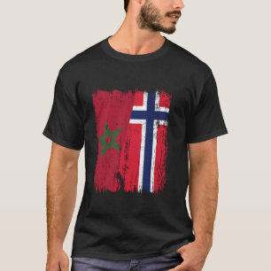 T-shirt Maroc Norvège Drapeau Demi Marocain Norvégien Asce
