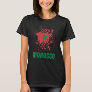 T-shirt Maroc Rétro Vintage Aquarelles Sport Drapeau Maroc