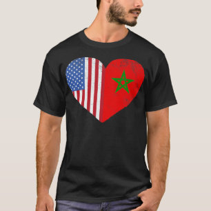 T-shirt Marocain Américain Drapeau Coeur Maroc USA