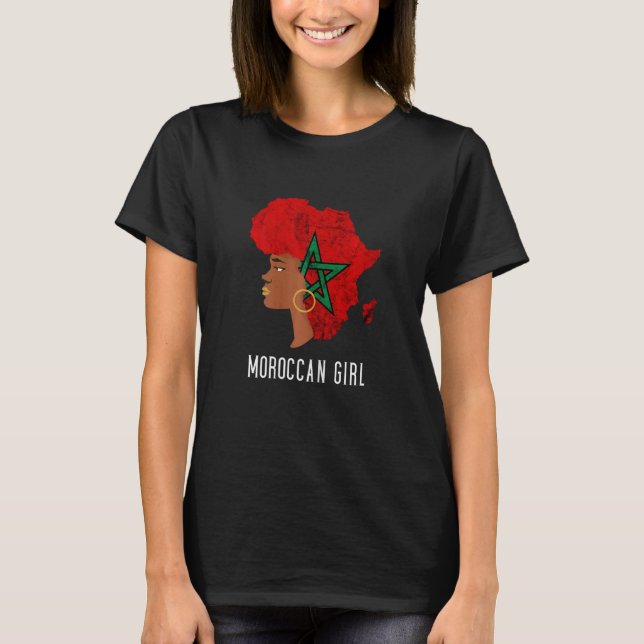 T-shirt Marocaine Drapeau Marocain Cheveux Racines Marocai (Devant)