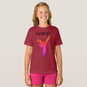 T-shirt Maroon Arts Martiaux Karaté Girl Silhouette Modern
