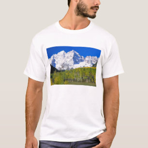 T-shirt Maroon Bells avec forêt de trembles en automne.