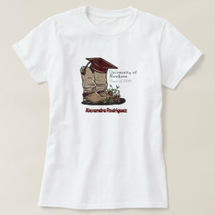 T-shirt Maroon Cowboy Boot Graduation Cap & Fleurs