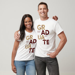 T-shirt Maroon Gold Big Bold Angle-Cut Lettres Graduation