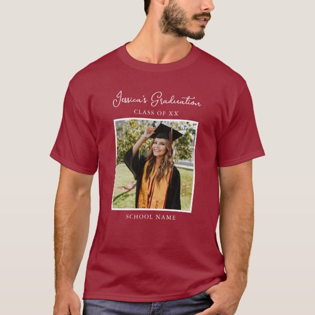 T-shirt Maroon Graduate Photo personnalisée Fête moderne (Devant)