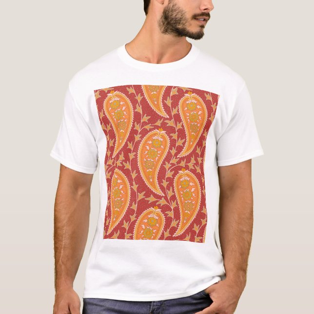 T-shirt Maroon Paisley : Ornement de Concombre Turc. (Devant)