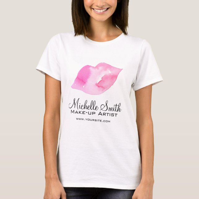 T-shirt Marquage à chaud rose de maquillage de lèvres (Devant)