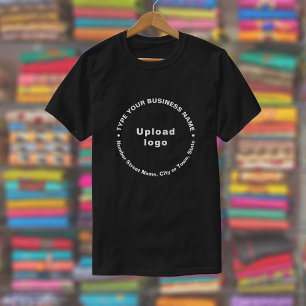 T-shirt Marque commerciale en Motif rond texte sur noir