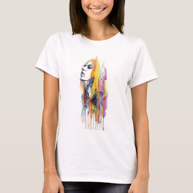 T-shirt Marque de maquillage de visage d'aquarelle (Devant)
