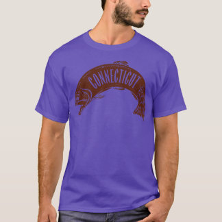 T-shirt Marque de mot-symbole poisson Connecticut Brown