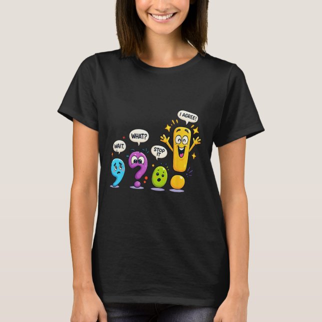 T-shirt Marques de ponctuation de grammaire Prof d'anglais (Devant)