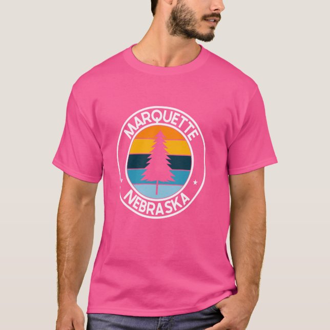 T-shirt Marquette Nebraska NE USA City Pride Retro Sunset (Devant)