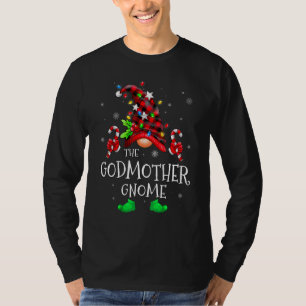 T-shirt Marraine Gnome Buffalo à Carreaux Famille de Noël