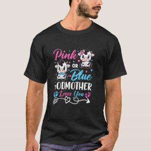 T-shirt Marraine Rose ou Bleue Vache Vous Aime Bébé Révéla