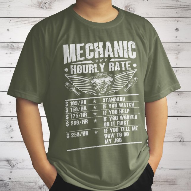 T-shirt Marrant mécanicien taux horaire Auto voiture mécan (Créateur téléchargé)