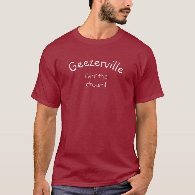 T-shirt marron drôle de Geezerville (Devant)