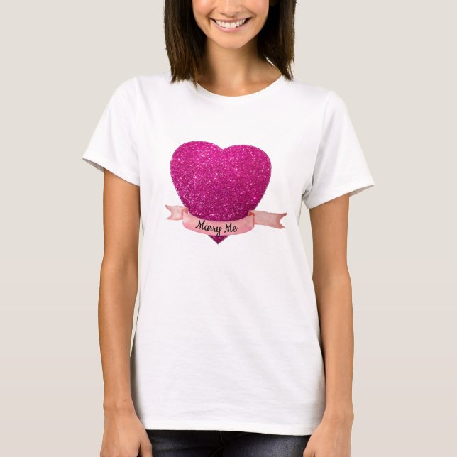 T-shirt Marry Me Cœur Rose (Devant)