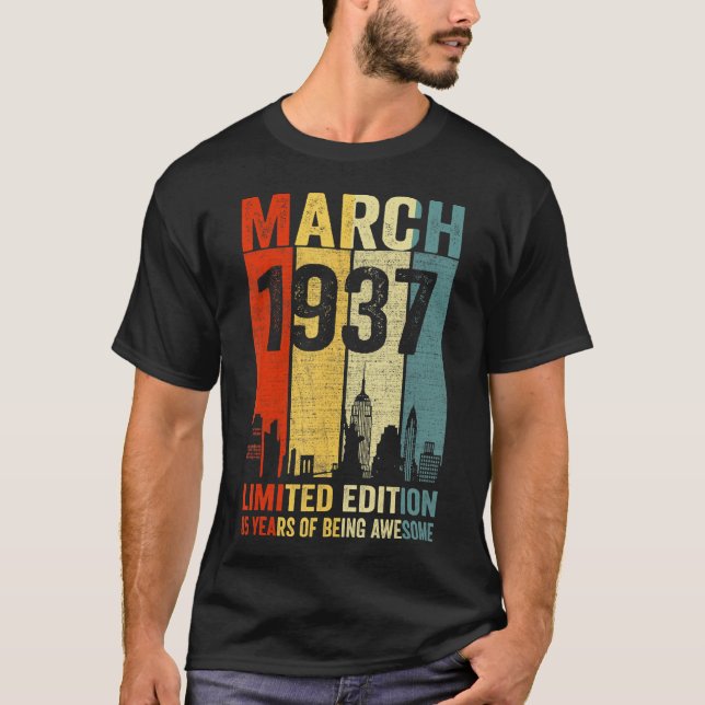 T-shirt Mars 1937 85 Ans D'Être Impressionnant (Devant)