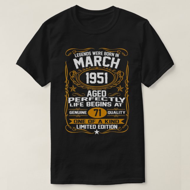 T-shirt Mars 1951 71e anniversaire Cadeau 71 ans Hommes (Design devant)