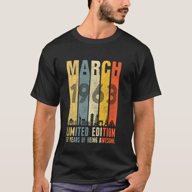 T-shirt Mars 1963 Vintage Funny 57e anniversaire (Devant)