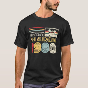 T-shirt Mars 1980 Bande De Cassette 42E Anniversaire 42 An