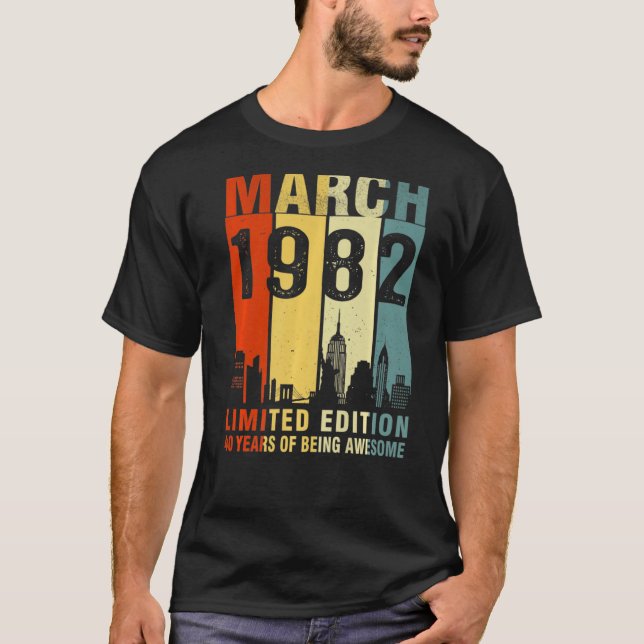 T-shirt Mars 1982 40 Ans D'Être Impressionnant (Devant)