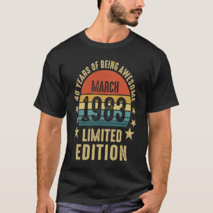 T-shirt Mars 1983 40 ans d'être merveilleux rétro 40th Bi