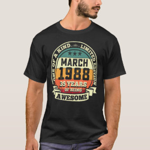 T-shirt Mars 1988 35e cadeau d'anniversaire 35 ans d'être