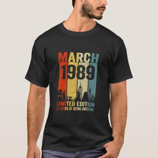 T-shirt Mars 1989 33 Ans D'Être Impressionnant