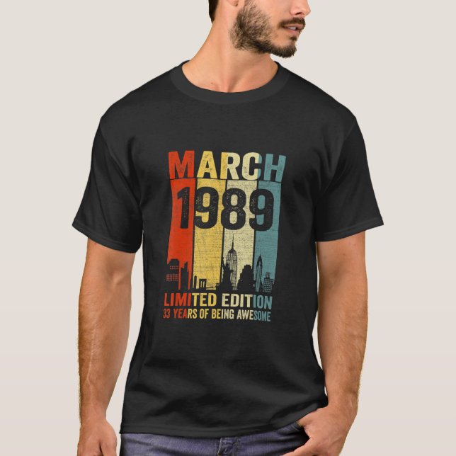 T-shirt Mars 1989 33 Ans D'Être Impressionnant (Devant)