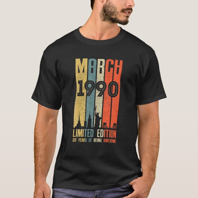 T-shirt Mars 1990 T 30 Ans 1990 Cadeau d'anniversaire (Devant)