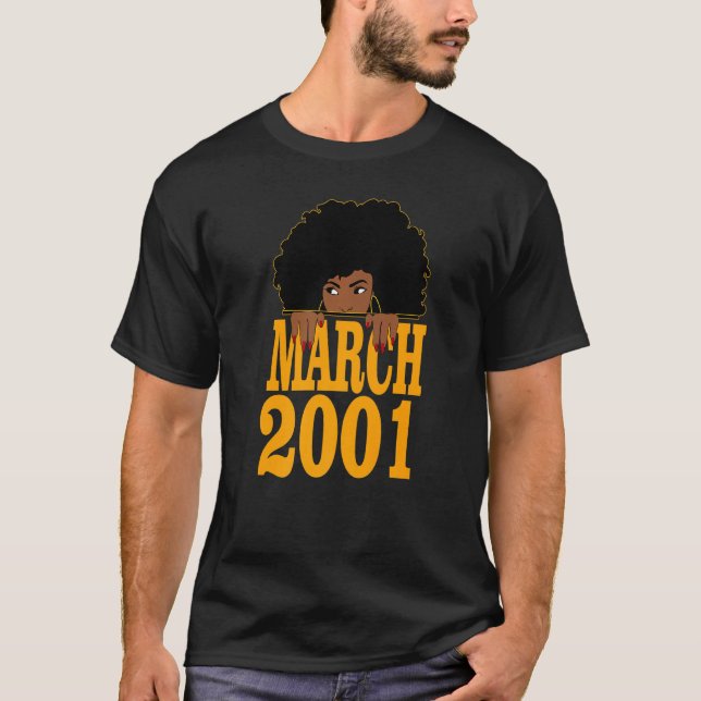 T-shirt Mars 2001 21e anniversaire Femmes noires de 21 ans (Devant)